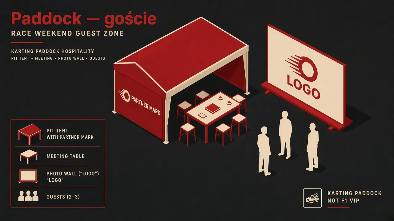 Schemat: strefa gości przy namiocie zespołu na rundzie